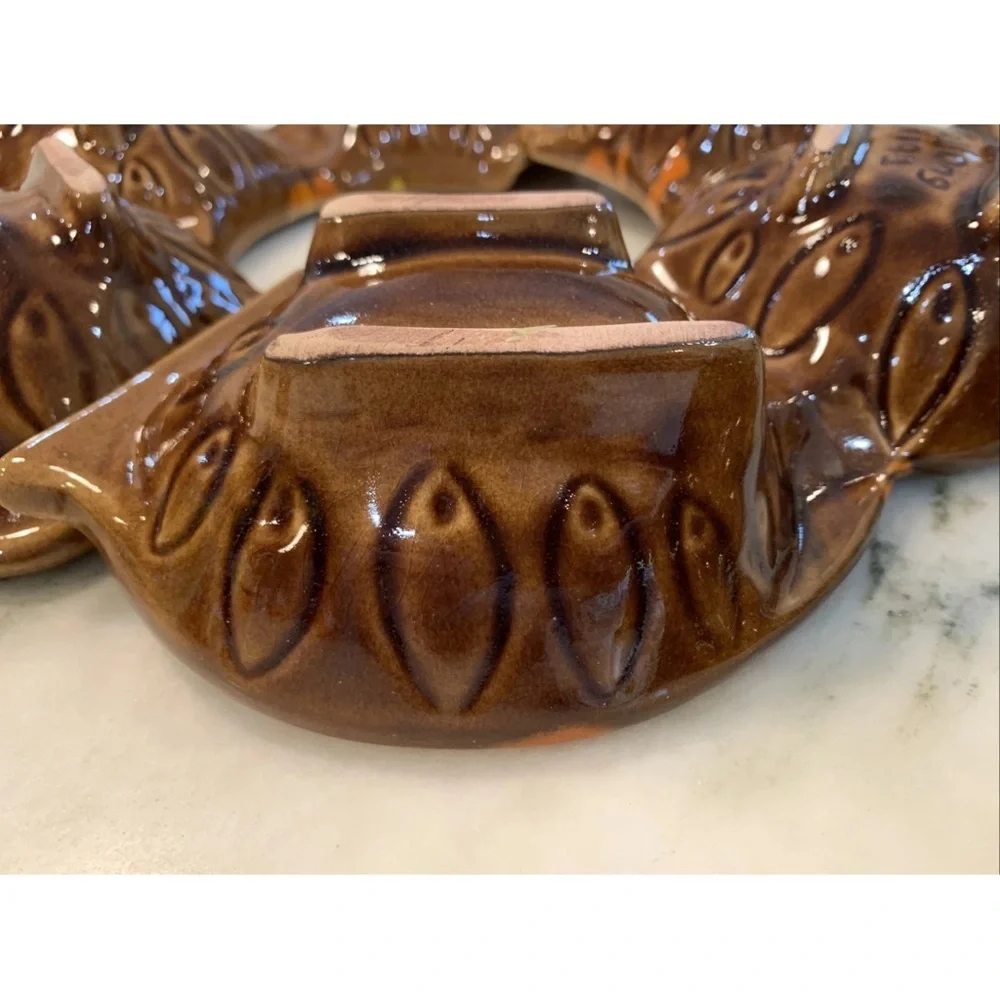 Vintage 1960's California Orig. Pottery Relish Veggie Chip Dip 3 Sections #1192
